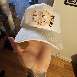 Lake Life White Trucker Hat